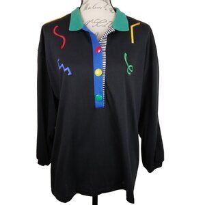DK Gold | Vintage 80's Embroidered Multi Color Knit Top | Size L